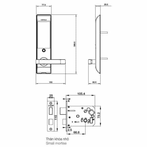 Khóa cửa điện tử Hafele EL7900-TCB 912.05.643 5 Kích thước Khóa cửa điện tử Hafele EL7900-TCB 912.05.643