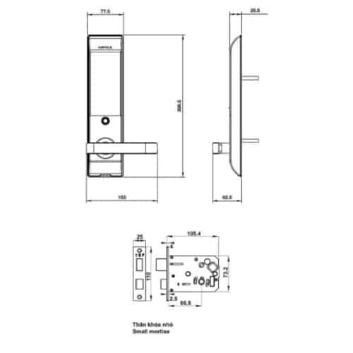 Khóa cửa điện tử Hafele EL7900-TCB 912.05.649 5 Kích thước Khóa cửa điện tử Hafele EL7900-TCB 912.05.649