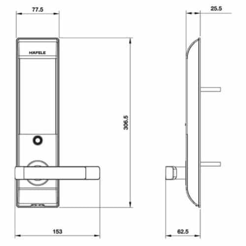 Khóa cửa điện tử Hafele EL7900-TCB 912.05.652 4 Kích thước Khóa cửa điện tử Hafele EL7900-TCB 912.05.652