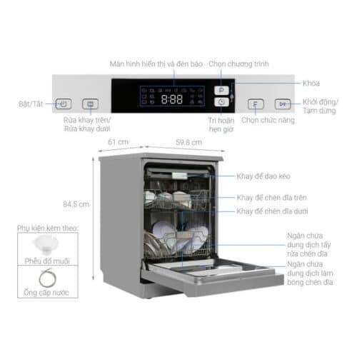 Máy rửa bát độc lập Hafele HDW-F60E 538.21.200 6 Thông số kỹ thuật máy rửa bát độc lập Hafele HDW-F60E 538.21.200