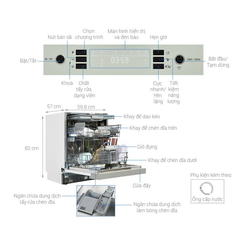 Thông số kỹ thuật của máy rửa bát Hafele HDW-HI60C 533.23.120 Thông số kỹ thuật của máy rửa bát Hafele HDW-HI60C 533.23.120