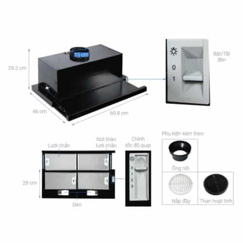 Máy hút mùi Hafele HH-SG70A 533.89.021 6 Thông số Máy hút mùi Hafele HH-SG70A 533.89.021