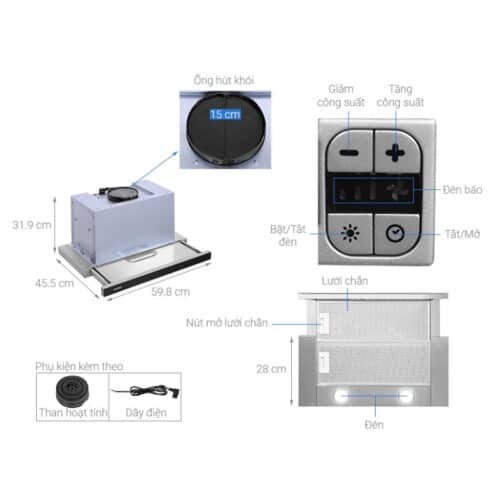 Thông số Máy hút mùi HAFELE HH-TG60E 539.81.073