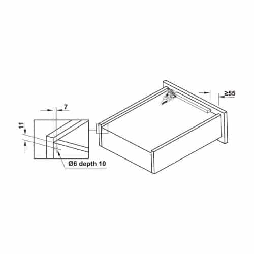 Kích thước ray âm nhấn mở EPC EVO mở toàn phần 300mm Hafele 433.32.171