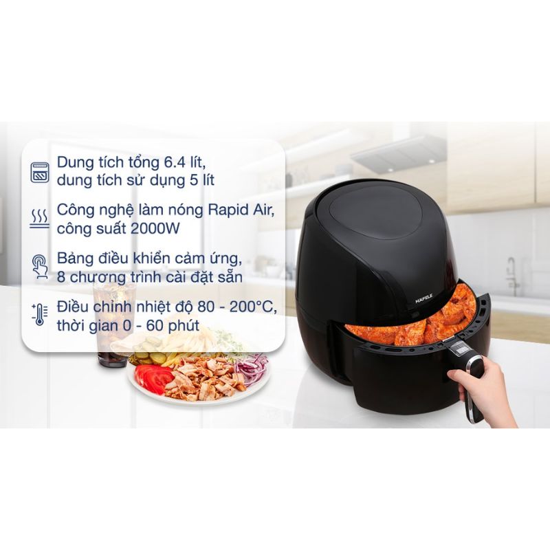 Nồi chiên không dầu 6.4L Hafele HS-AF601B 535.43.714 Nồi chiên không dầu 6.4L Hafele HS-AF601B 535.43.714