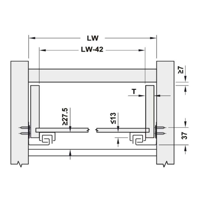 Thông số Ray âm EPC Evo 400mm giảm chấn Hafele 433.32.073 Thông số Ray âm EPC Evo 400mm giảm chấn Hafele 433.32.073