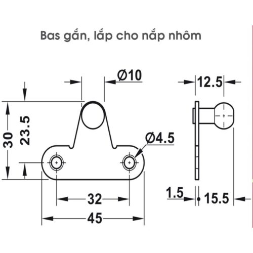 Kích Thước Pittong Đẩy Cánh Tủ 120N Hafele 373.82.909