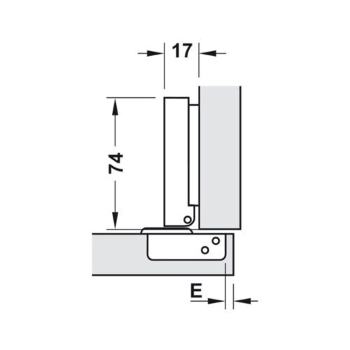 Kích thước bản lề trùm ngoài Metalla SM 110° giảm chấn Hafele 315.06.750
