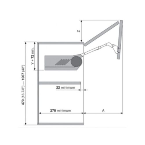 Hộp Lực Tay Nâng Blum Aventos HF-22 372.94.033 3 Kích thước hộp Lực Tay Nâng Blum Aventos HF 22 372.94.033