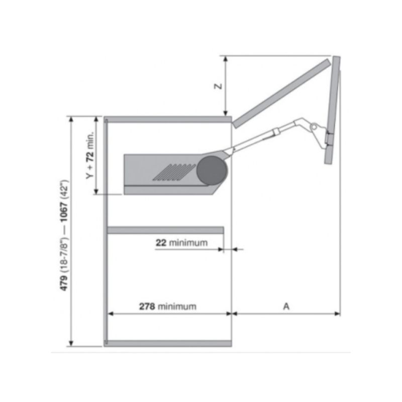 Kích thước hộp Lực Tay Nâng Blum Aventos HF 22 372.94.033 Kích thước hộp Lực Tay Nâng Blum Aventos HF 22 372.94.033