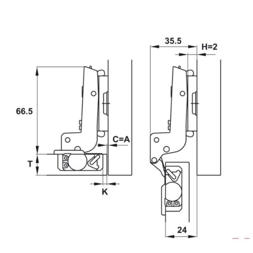 Bản lề lọt lòng Metallamat Neo 110º Hafele 334.20.011 4 Kích thước bản lề lọt lòng Metallamat Neo 110º Hafele 334.20.011