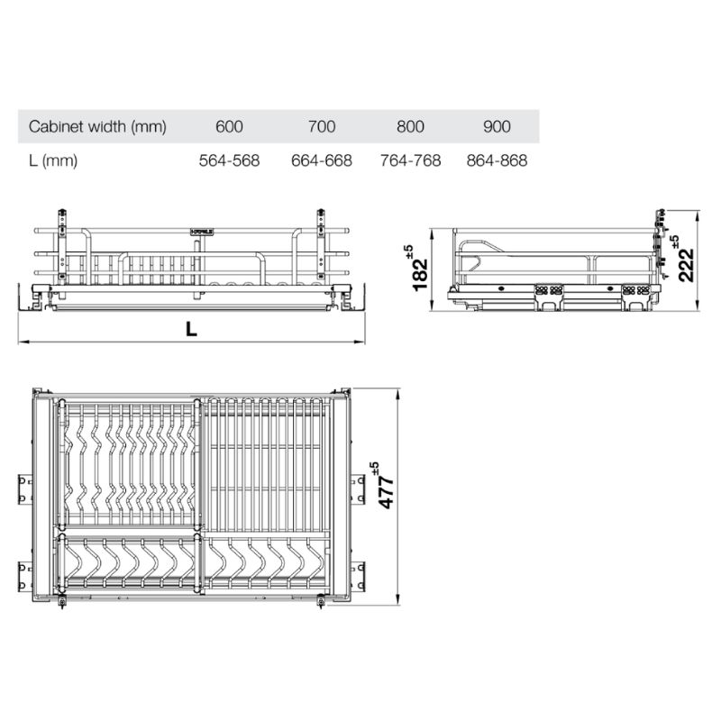 Kích thước giá bát đĩa Inox 304 Hafele Kason 549.04.047 900mm Kích thước giá bát đĩa Inox 304 Hafele Kason 549.04.047 900mm